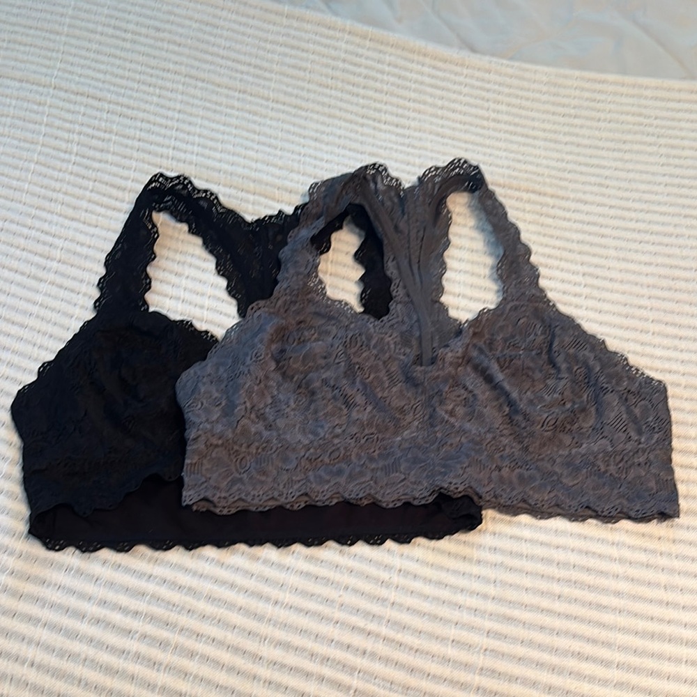 EUC XL Felina Elegant Lace Bralette Set - Black and Gray